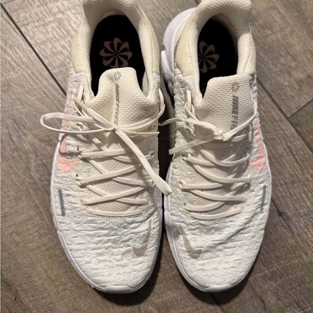 Women's White and Pink Athletic Shoes